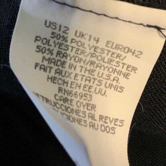 Leslie Fay Vintage 90s Dress Size 12 Made In The USA A-Line Black/White Midi - Picture 9 of 10